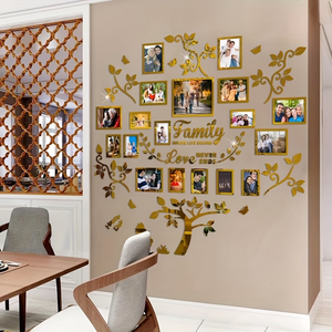 <span class=keywords><strong>Cadre</strong></span> <span class=keywords><strong>photo</strong></span> en acrylique avec motif arbre et gabarit pour photos suspendues, décoration intérieure, design auto-adhésif, facile à installer - Product Image 3