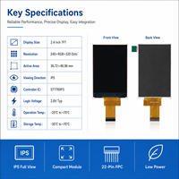 Módulo de Pantalla LCD TFT de 2.4 Pulgadas, Resolución IPS 240x320, Interfaz MCU/RGB, IC ST7789, FPC de 22 Pines, Montaje en Socket, 400cd/m