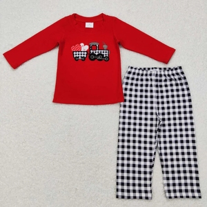 Pyjamas assortis pour frères et sœurs, imprimés Valentine's Day Truck Love, rouges, d'été, respirants, confortables et doux pour enfants - Product Image 6