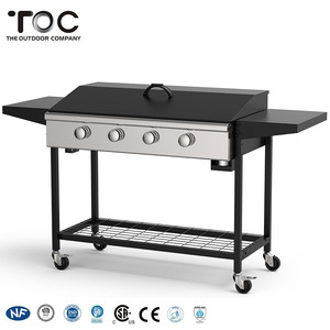Buena calidad de interior al aire libre 3 quemadores comercial Parrilla portátil Plancha barbacoa parrilla de Gas con carro - Product Image 1