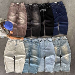 <span class=keywords><strong>Jeans</strong></span> Baggy Salati da <span class=keywords><strong>Uomo</strong></span>, Stile Vintage, Oversize, a Vita Alta, Gamba Larga, Bootcut, Distressed, con Stampa Effetto Lavato - Product Image 1