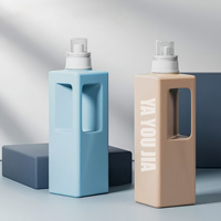 Bouteille de détergent à lessive en plastique carrée recyclable personnalisée de 1,25 L avec impression à l'écran pour shampooing, soin de la peau, sérum et lotion