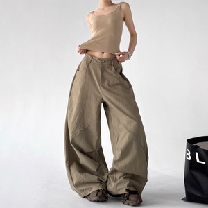 Y2K Streetwear Dark Grey <strong>Khaki</strong> Baggy Pants <strong>Women</strong> Oversized Balloon <strong>Trousers</strong> High Waist Loose Fashion Parachute Slacks - Product Image 1