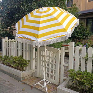 Venta al por mayor Heavy Duty Market Large Strong Outdoor Sun Big Fringe <span class=keywords><strong>Striped</strong></span> Outdoor Beach Sombrillas Sombrilla con soporte para exteriores - Product Image 1