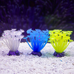 Fabricante Vendas Diretas Colorido Três-Pronged Anêmona Silicone Aquarium Decor Simulado Ornamentos Coral para Fish Tank - Product Image 1