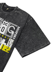 T-shirts pour hommes de haute qualité, surdimensionnés, noirs, effet délavé, teints à la main, impression typographique DTG, streetwear, coton respirant - Product Image 5