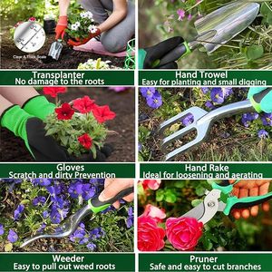 Ensemble de 8 outils de <span class=keywords><strong>jardinage</strong></span> à main, en alliage d'aluminium léger, ensemble <span class=keywords><strong>cadeau</strong></span> avec sac de rangement durable, cadeaux de jardin <span class=keywords><strong>pour</strong></span> femmes et hommes - Product Image 3