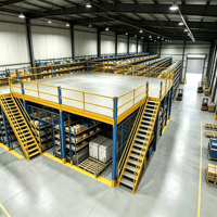 HONGXIN Étagère de mezzanine robuste personnalisable à 2-3 niveaux, sans boulons, à rivets, en acier laminé à froid, finition thermolaquée, anti-corrosion