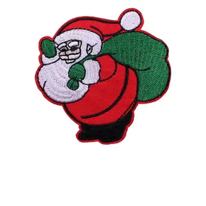 Christmas Santa Embroidered Patches for Clothing Thermoadhesive Badges Sequins Patch Sticker for Fabric Clothes Applique