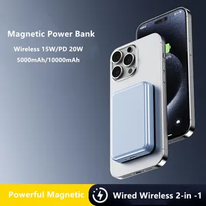 2024 nouveaux produits batterie externe transparente 10000mah 5000mah sans fil 15w batterie magnétique à charge rapide pour iPhone