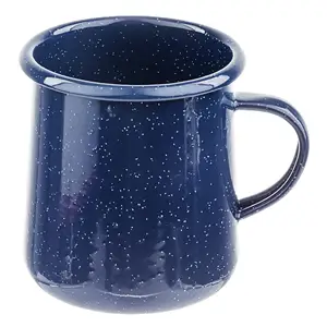 搪瓷杯蓝色斑点您的标志升华12盎司搪瓷杯，带手柄搪瓷飞溅野营咖啡杯
