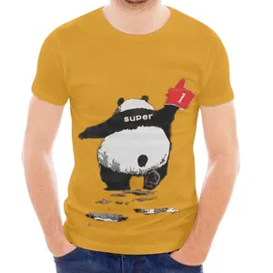 Camiseta de rap estampada personalizada com design de imagem de panda chinês hip hop tendência de rua para homens