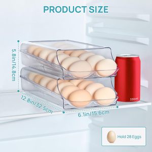 Caja de Almacenamiento de Huevos Transparente Rectangular de Plástico Moldeado por Inyección, Cesta Apilable para Refrigerador, Conservación de Frescura, 3-6L - Product Image 2