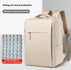 15.6" Unisex Business Travel <b>Laptop</b> <b>Backpack</b> Large Capacity Waterproof Zipper Closure Shockproof Design Arcuate Shoulder Strap - Product Image 1