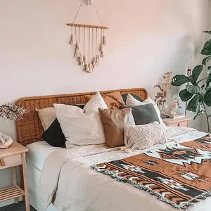 Manta de Picnic con borlas para sofá cama, funda decorativa para sofá bohemio, mantas a cuadros para Estilo nórdico Ins, adecuada para el verano