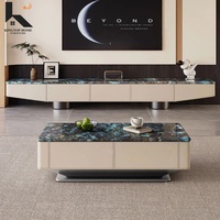 Meuble TV de luxe en bois massif avec plateau en pierre frittée, design moderne, écologique, pour salon, salle à manger et chambre