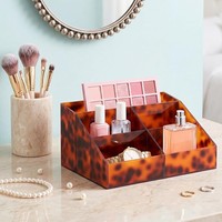 Porte-pinceaux de maquillage en acrylique avec compartiments, organiseur de rangement pour pinceaux cosmétiques de bureau pour outils de maquillage