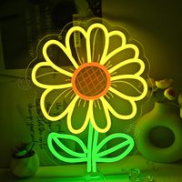 Enseigne lumineuse LED néon en acrylique motif tournesol, décoration murale pour chambre, salon, salle de jeux, fête d'anniversaire/de Noël, IP65, idéale pour l'aménagement paysager