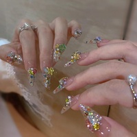 Paso Sico Strass pour ongles en verre cristal, style taillé, couleurs assorties (Candy Soda), à base pointue, couleur sucre blanc