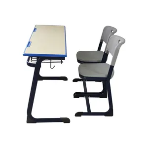 Mesa y silla para estudiantes, juego de escritorio para estudiantes de 2 plazas, precio competitivo para aula