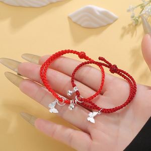 <b>Red</b> Rope Butterfly Charm Pendant Couple <b>Bracelet</b> Creative Bell Charm Bff <b>Bracelet</b> Set Braided Adjustable <b>Bracelet</b> for Sister - Product Image 3