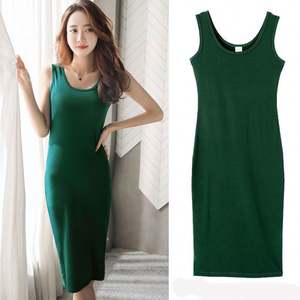 Nouvelle Robe Débardeur Slim d'Été pour Femmes et Filles, Robe Basique Simple sans Manches Couleur Unie Longueur Midi Décontractée - Product Image 3