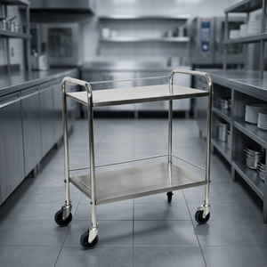 Chariot médical en acier inoxydable de qualité supérieure avec deux étagères pour usage hospitalier, disponible au prix de gros - Product Image 4