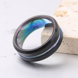 Black And Color Two Tone Tungsten <b>Ring</b> 8mm Geometric Fashion Women's Jewelry Gift - Product Image 3