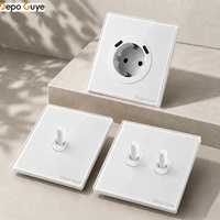 Interrupteur mural à bascule, norme EU/FR, panneau en verre blanc, prise de courant européenne, double type-C, charge rapide 20W, 220V, prise de luxe