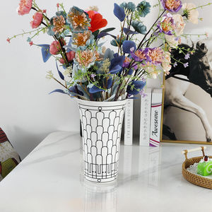 Open Ceramic Black Line Vase Creative and Simple <b>Home</b> <b>Decoration</b> Desktop Vase <b>Decoration</b> Handicrafts - Product Image 2