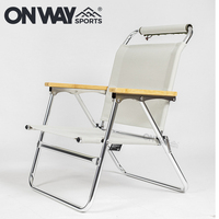 Chaise de plage blanche pliante extrêmement facile, chaise de réalisateur du Royaume-Uni avec accoudoirs en bois