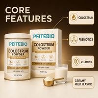 Poudre de colostrum PEITEBIO pour chiens et chats avec prébiotiques et vitamine E, saveur lait crémeux, soutien immunitaire et intestinal, 120g