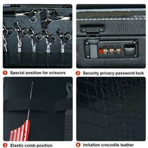 Mallette professionnelle de barbier noir mat robuste, <span class=keywords><strong>valise</strong></span> pour tondeuse et accessoires, verrouillage de sécurité à combinaison - Product Image 2