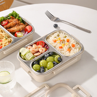 Boîte à lunch bento en acier inoxydable réutilisable sans BPA pour hommes adultes femmes avec sections de portions couvercle étanche à 3 compartiments