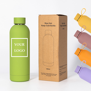 Custom LOGO Insulated Thermal Stainless Steel Tumbler 500ml Small Mouth Double Wall Soft Rubber Paint Premium Leak-Proof <b>Hand</b> - Product Image 1