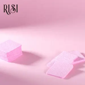 RISI Lingettes de colle rose/blanc doux non pelucheuses, adhésif pour cils, dissolvant de colle pour cils, lingettes de nettoyage en coton