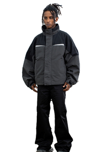 Good Look Wind and Waterproof Color Patchwork Chaqueta de hombre de doble capa con cuello levantado - Product Image 5