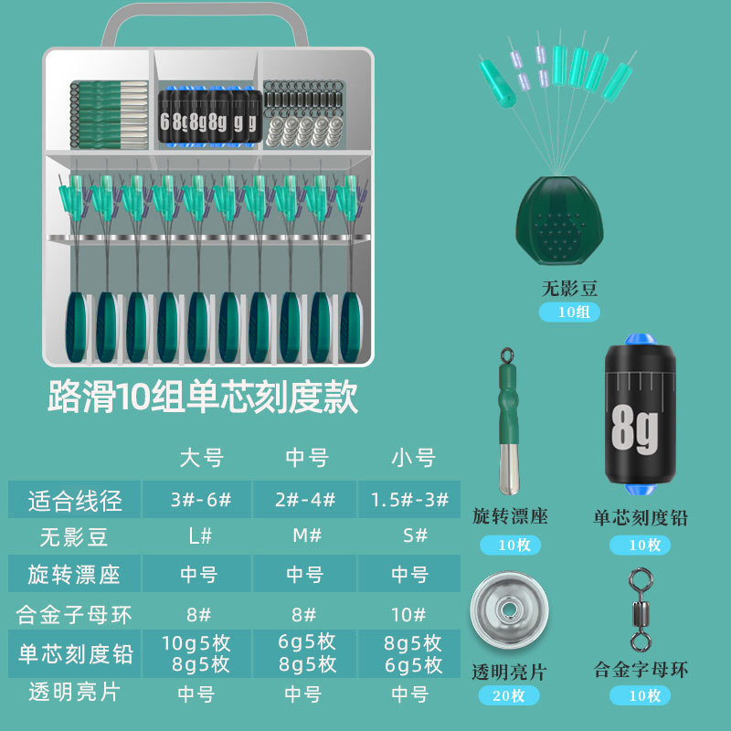 Juego de 10 piezas [Plomo graduado de un solo núcleo con sistema anti-pérdida y anti-deslizamiento]
