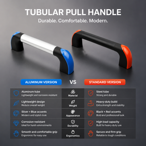 Manija <span class=keywords><strong>tubular</strong></span> para puerta de centro de maquinado CNC, barra de agarre de tubo de alta resistencia con soporte de montaje con tornillos para gabinetes de equipos industriales - Product Image 6
