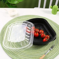 Boîte à lunch jetable en plastique pour compagnies aériennes, conteneur alimentaire de 24 oz, boîte d'emballage alimentaire en plastique PP, utilisable au micro-ondes, avec couvercle