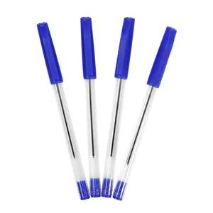 تاجر الجملة قلم المصنعين السائبة رخيصة 1 مللي متر الأزرق البلاستيك قلم بسن بلية 50 قطعة محاصر الكرة القلم