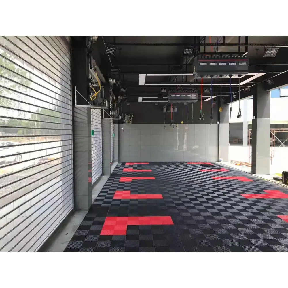 car wash shop tiles 400x400 refractory non-slip car wash drainage plastic PP garage floor tiles for parking lot