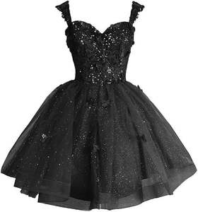 Schulterfreie kurze Ballkleider mit Herzausschnitt und Schmetterlingsapplikationen, Heimkehrkleider mit Pailletten, A-Linie, Cocktailkleid, Vestidos - Product Image 6