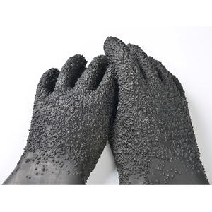 Guantes de seguridad de látex negro de 65 cm con dedos texturizados y engrosados para máquinas de chorro de arena, resistentes a la abrasión industrial - Product Image 3