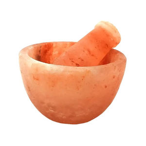 Mortero y Maja de Sal Rosa del Himalaya Orgánica, Hechos a Mano, Reutilizables, para Condimentos y Mezclas de Hierbas, Ricos en Minerales - Product Image 1