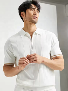 Polo pour homme de haute qualité, col formel décontracté, blanc et bleu marine, taille européenne, en stock - Product Image 4