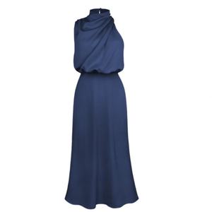 Robe de soirée élégante pour femme, sans manches, robe verte, robe élégante en satin - Product Image 3