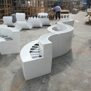 Glass Fiber Reinforced <b>Plastic</b> Modern Curved <b>Bench</b> For Mall Commercial Furniture Durable Design - Product Image 4