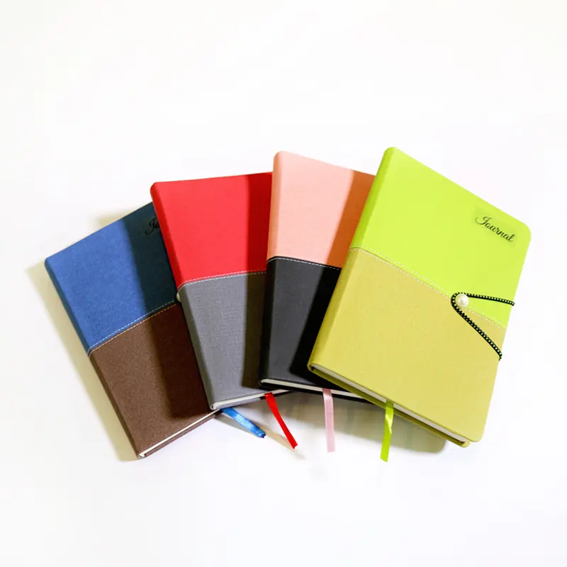 Journaling Supplies Manufacturer Two-color Color Matching Diary Note Book A5 Leather Journal Notebook With Pearl