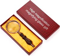 10X Antique Brass Handheld Magnifier with Wooden Handle Decorative Reading Vintage Gift for Elderly